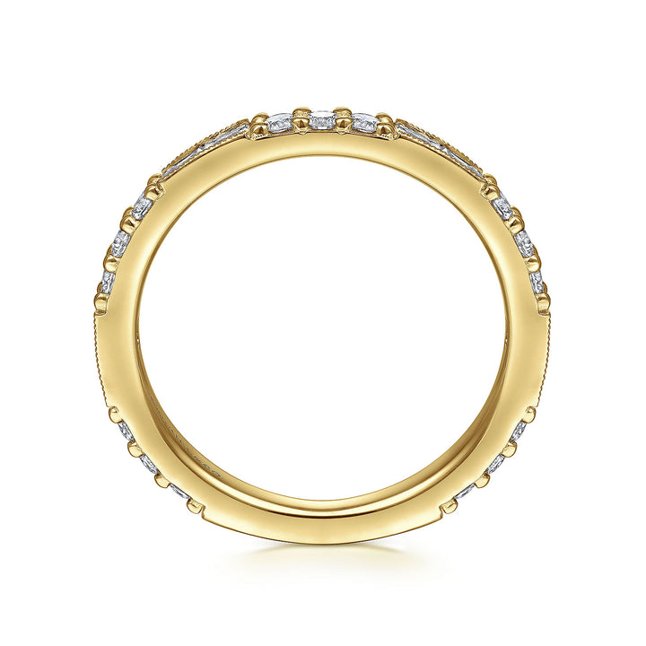 Gabriel & Co. LR4572Y45JJ 14K Yellow Gold Baguette and Round Diamond Stackable Ring