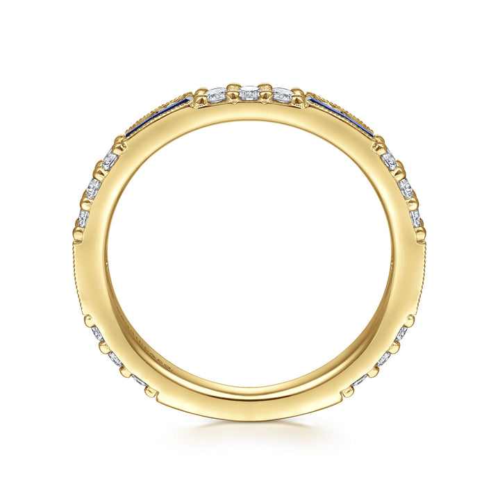 Gabriel & Co. LR4572Y45SA 14K Yellow Gold Sapphire Baguette and Diamond Stackable Ring