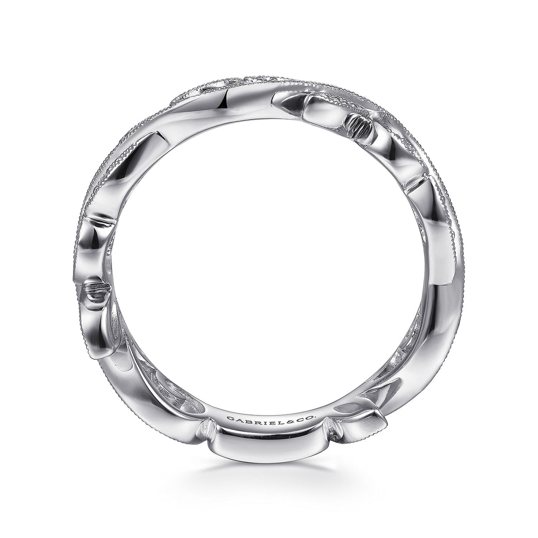 Gabriel & Co. LR4593W45JJ 14K White Gold Scrolling Floral Diamond Ring