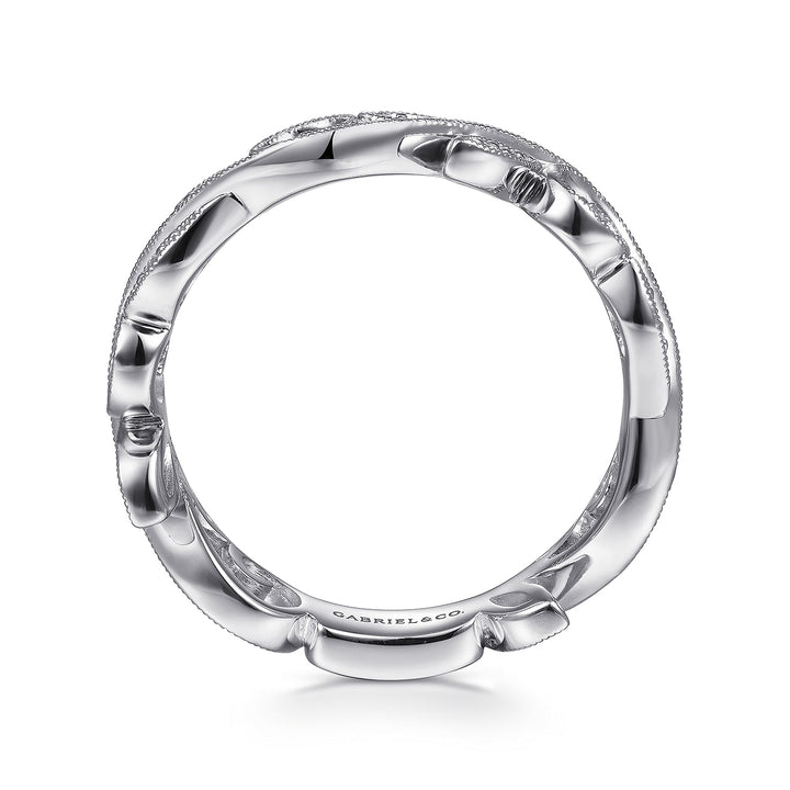 Gabriel & Co. LR4593W45JJ 14K White Gold Scrolling Floral Diamond Ring