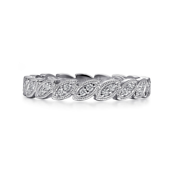 Gabriel & Co. LR4652W45JJ 14K White Gold Scalloped Marquise Stackable Diamond Ring