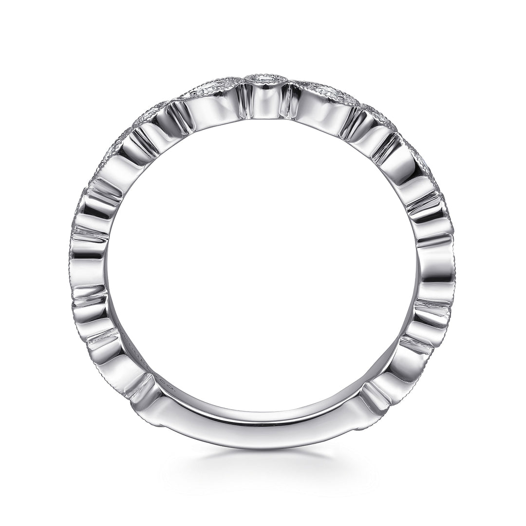 Gabriel & Co. LR4748W45JJ 14K White Gold Pear and Round Station Stackable Diamond Ring