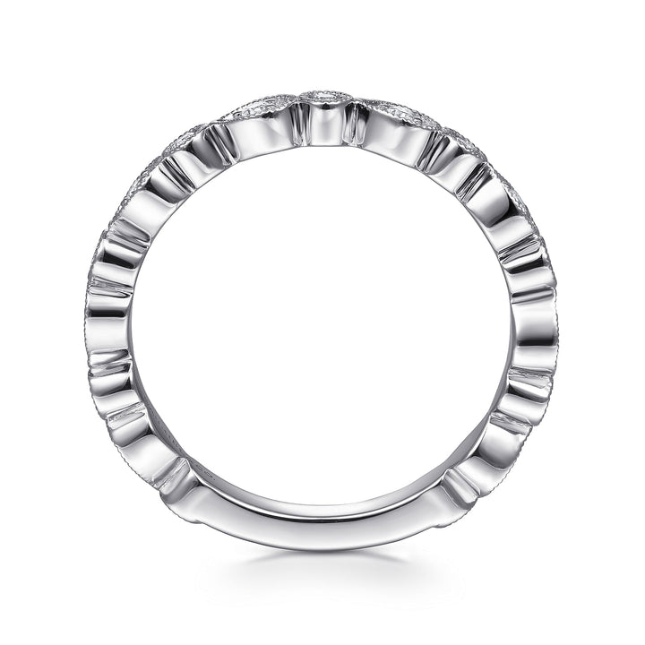 Gabriel & Co. LR4748W45JJ 14K White Gold Pear and Round Station Stackable Diamond Ring
