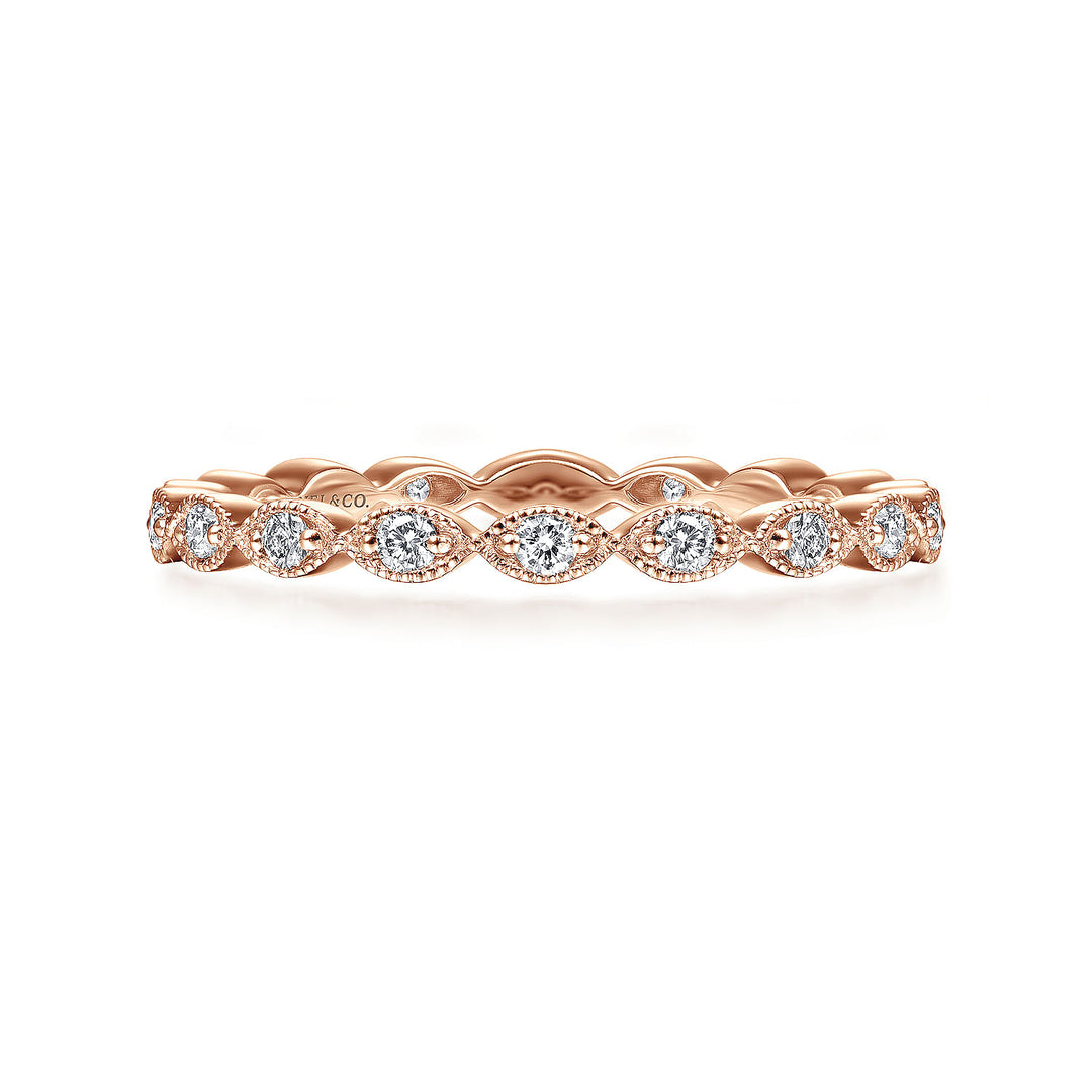 Gabriel & Co. LR4794K45JJ 14K Rose Gold Marquise Station Diamond Stackable Ring