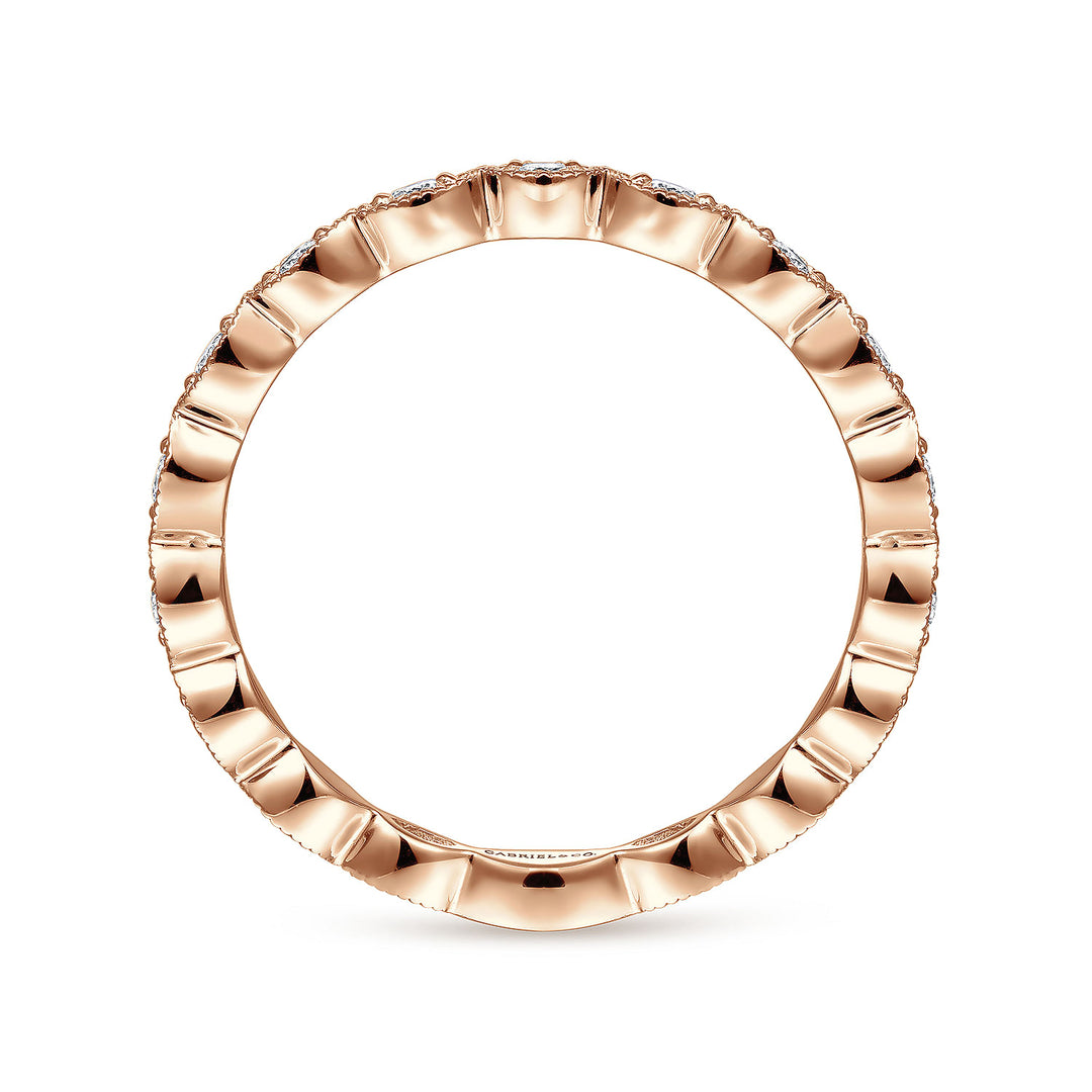 Gabriel & Co. LR4794K45JJ 14K Rose Gold Marquise Station Diamond Stackable Ring