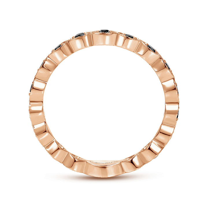 Gabriel & Co. LR4794K4JBD 14K Rose Gold Contoured Marquise Station Black Diamond Ring