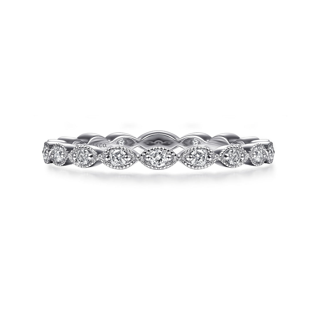 Gabriel & Co. LR4794W45JJ 14K White Gold Marquise Station Diamond Stackable Ring