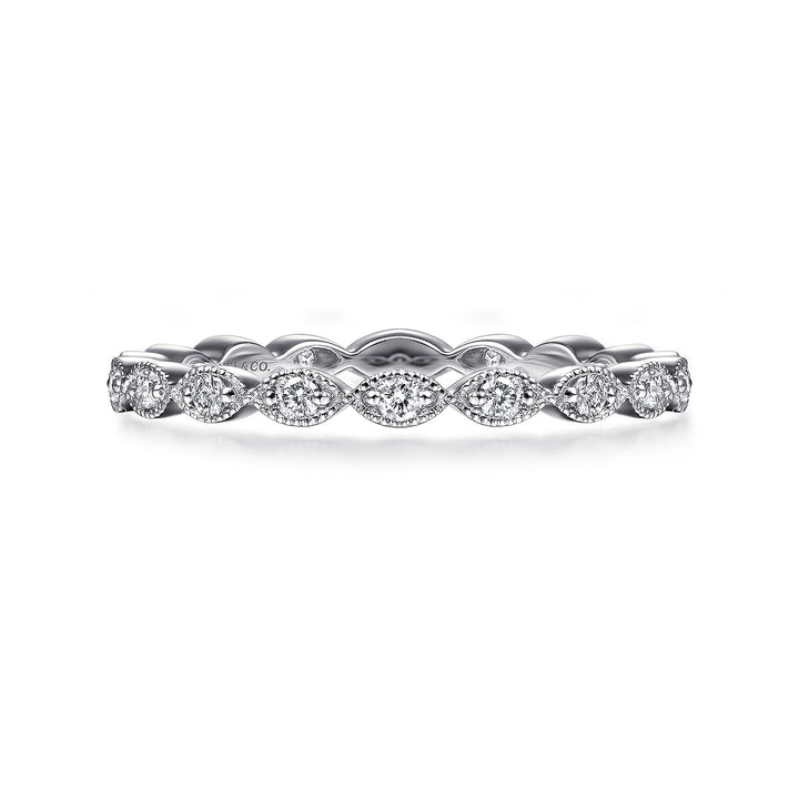 Gabriel & Co. LR4794W45JJ 14K White Gold Marquise Station Diamond Stackable Ring
