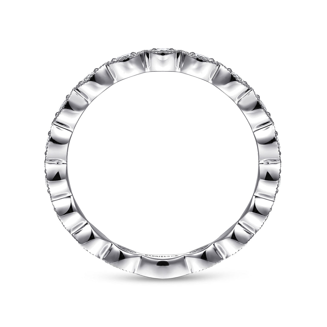 Gabriel & Co. LR4794W45JJ 14K White Gold Marquise Station Diamond Stackable Ring