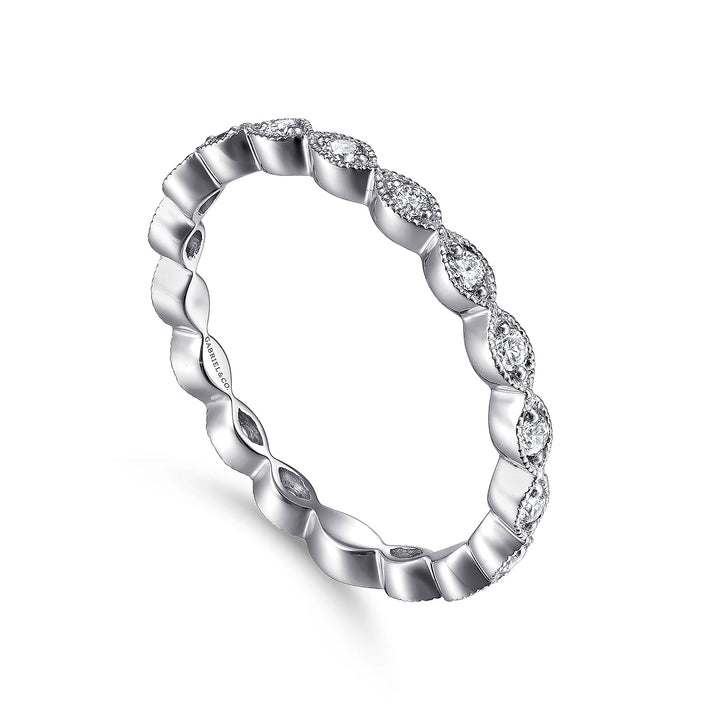 Gabriel & Co. LR4794W45JJ 14K White Gold Marquise Station Diamond Stackable Ring