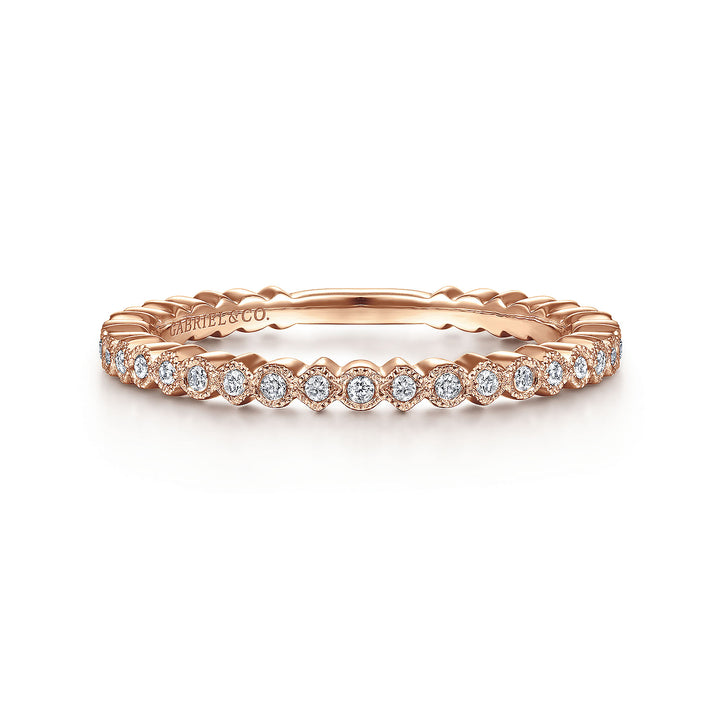 Gabriel & Co. LR4801K45JJ 14K Rose Gold Scalloped Stackable Diamond Band