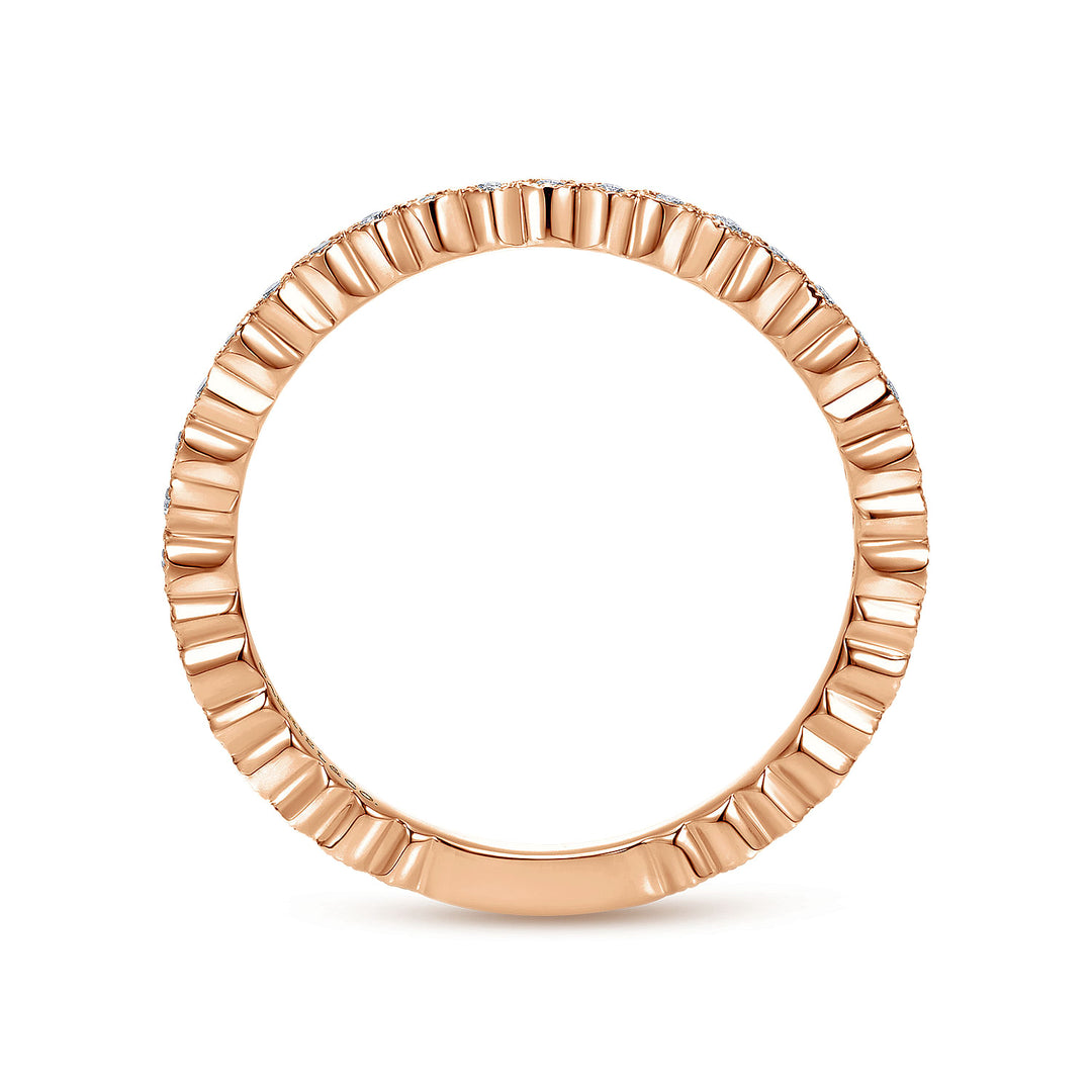 Gabriel & Co. LR4801K45JJ 14K Rose Gold Scalloped Stackable Diamond Band