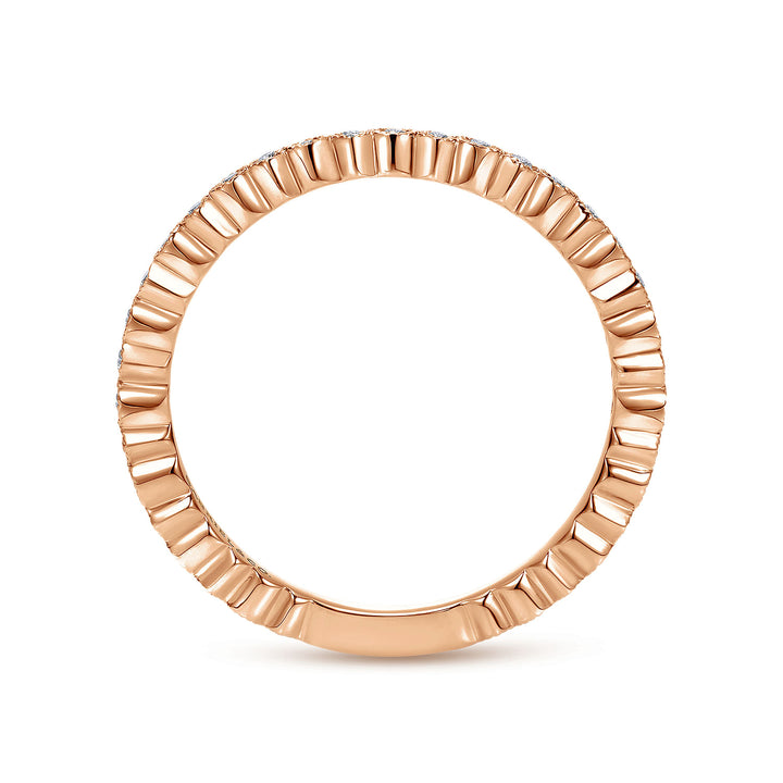 Gabriel & Co. LR4801K45JJ 14K Rose Gold Scalloped Stackable Diamond Band