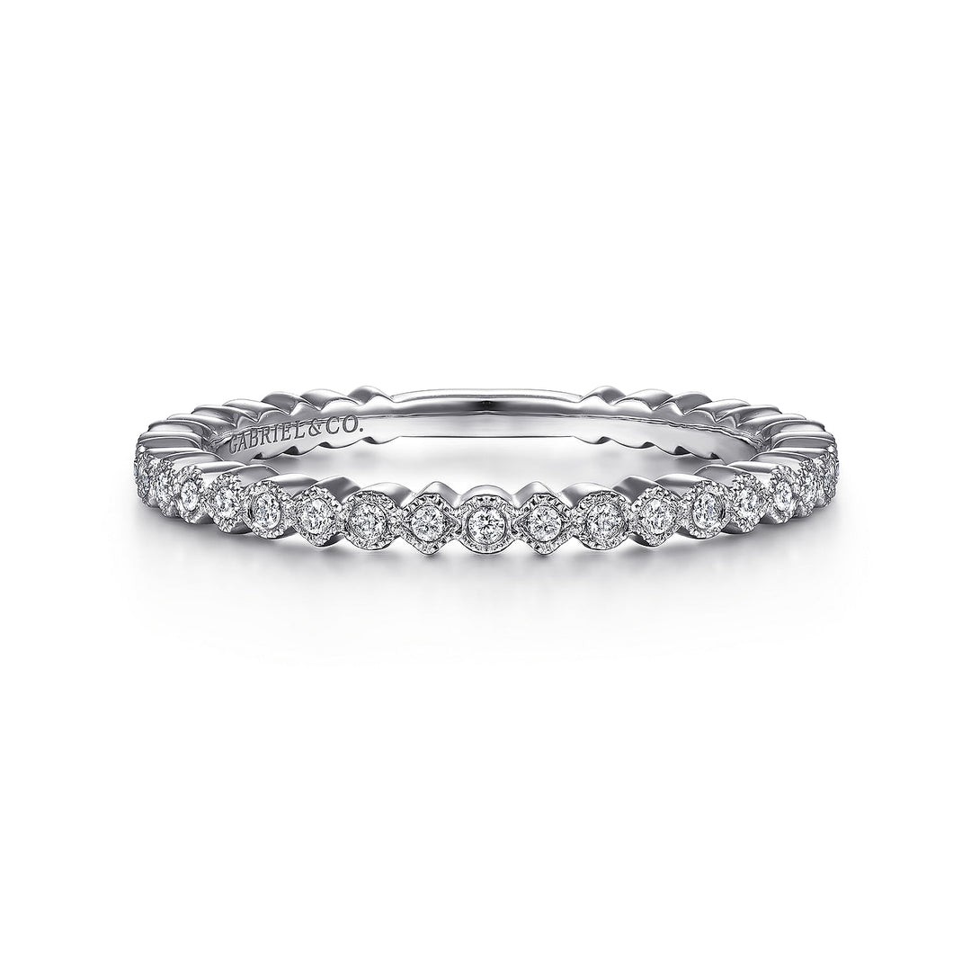 Gabriel & Co. LR4801W45JJ 14K White Gold Scalloped Stackable Diamond Band