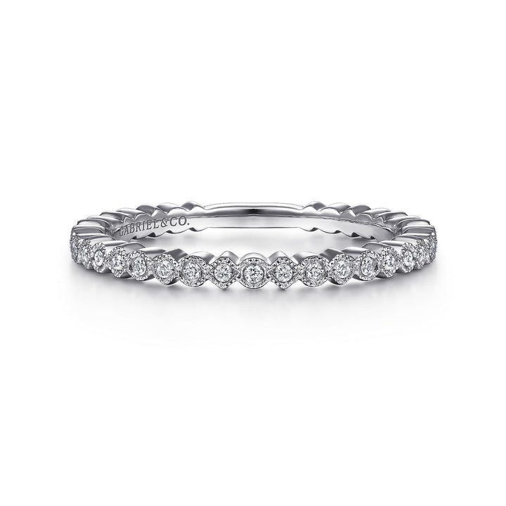 Gabriel & Co. LR4801W45JJ 14K White Gold Scalloped Stackable Diamond Band