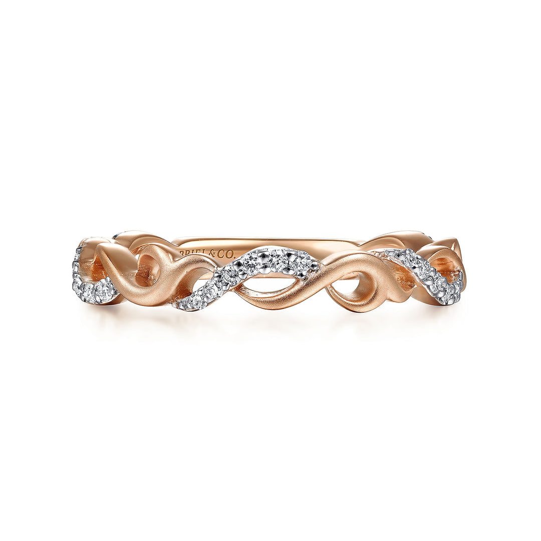 Gabriel & Co. LR4878K45JJ 14K Rose Gold Twisted Stackable Diamond Ring