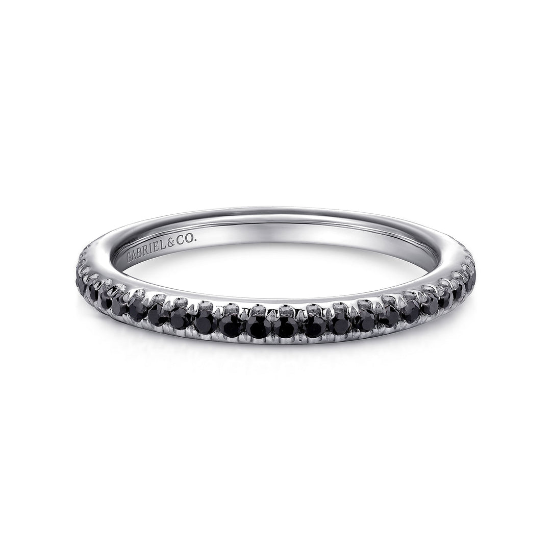 Gabriel & Co. LR4885W4JBD 14K White Gold Black Diamond Stackable Ring