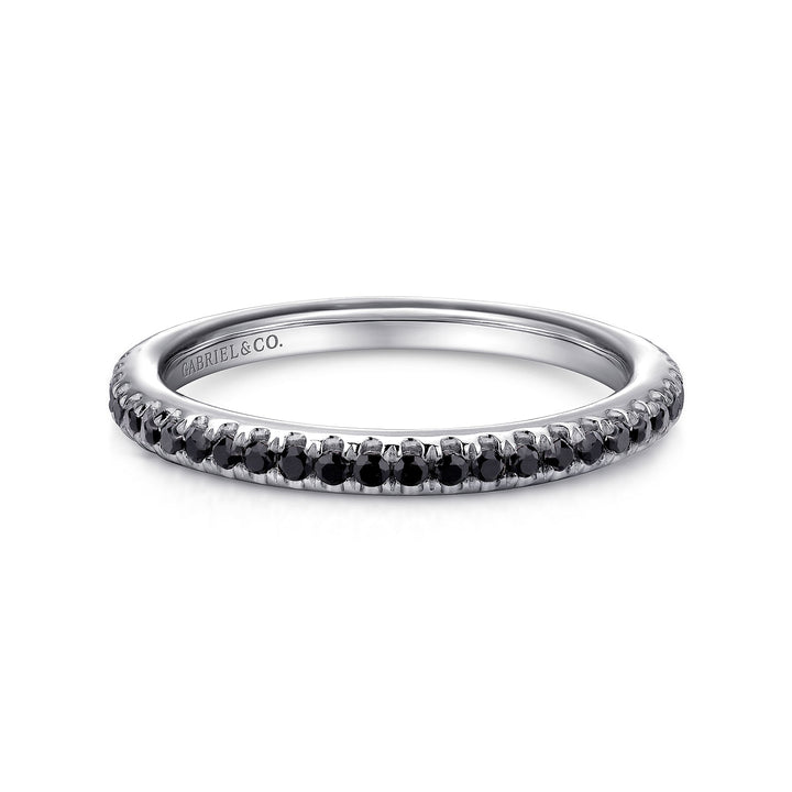 Gabriel & Co. LR4885W4JBD 14K White Gold Black Diamond Stackable Ring