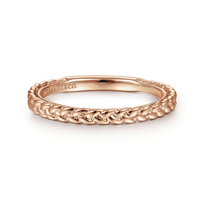 Gabriel & Co. LR4910CK4JJJ 14K Rose Gold Braided Stackable Ring
