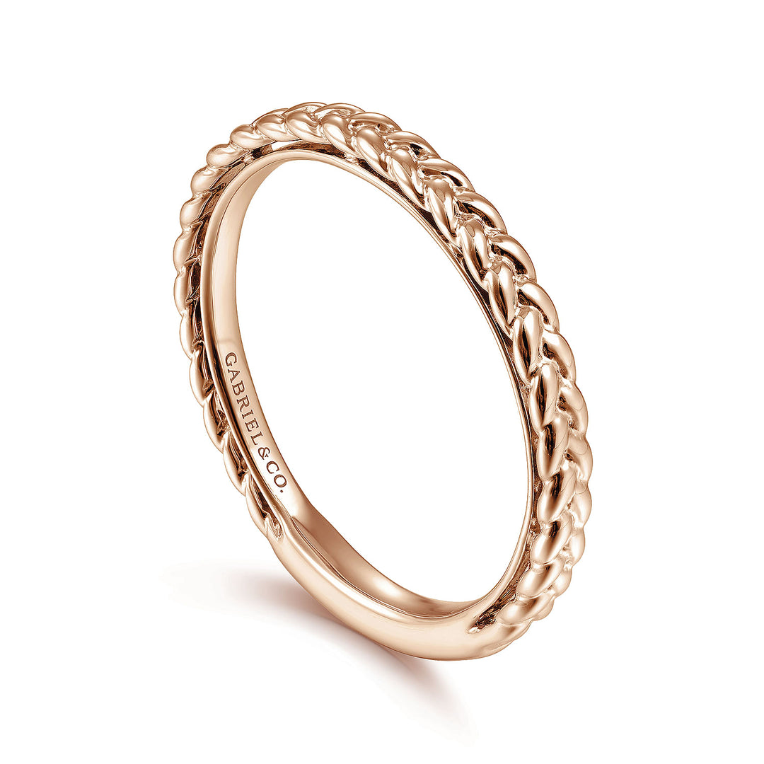 Gabriel & Co. LR4910CK4JJJ 14K Rose Gold Braided Stackable Ring