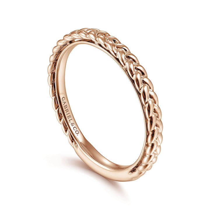 Gabriel & Co. LR4910CK4JJJ 14K Rose Gold Braided Stackable Ring