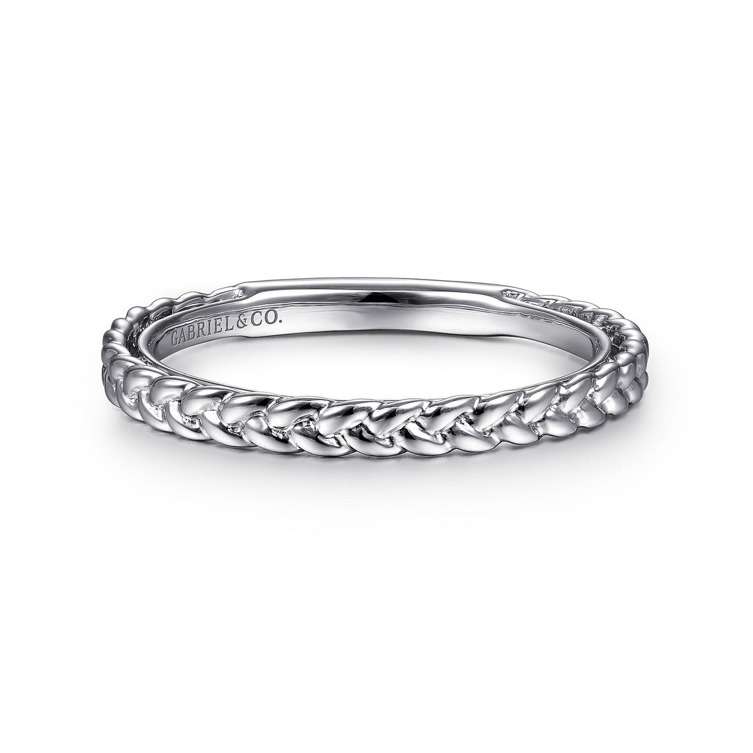 Gabriel & Co. LR4910CW4JJJ 14K White Gold Braided Stackable Ring