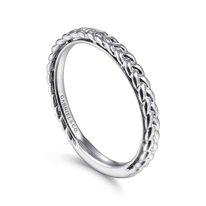 Gabriel & Co. LR4910CW4JJJ 14K White Gold Braided Stackable Ring