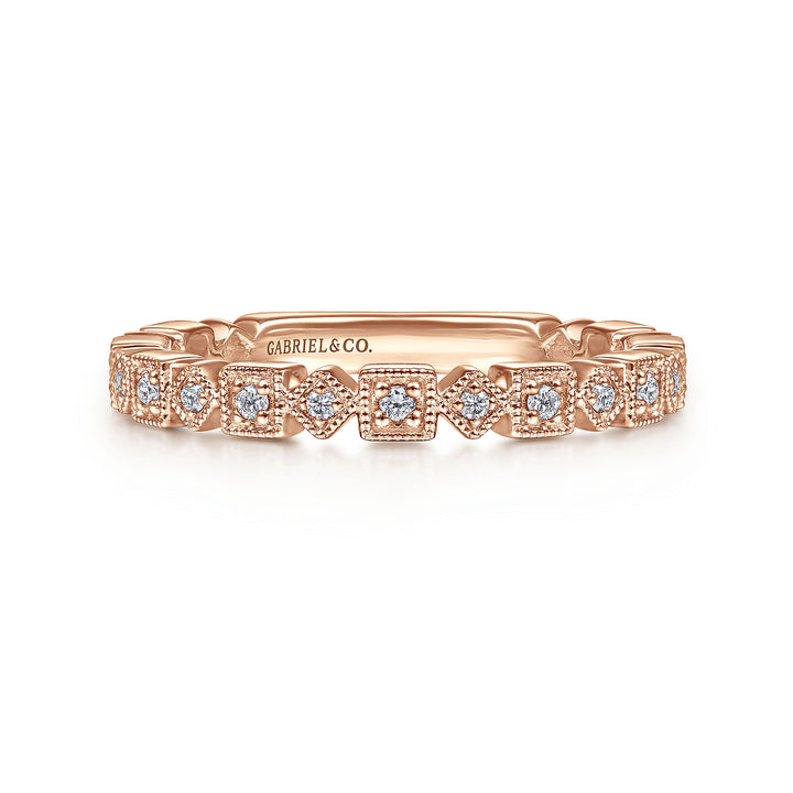 Gabriel & Co. LR4912K45JJ 14K Rose Gold Geometric Diamond Stackable Ring
