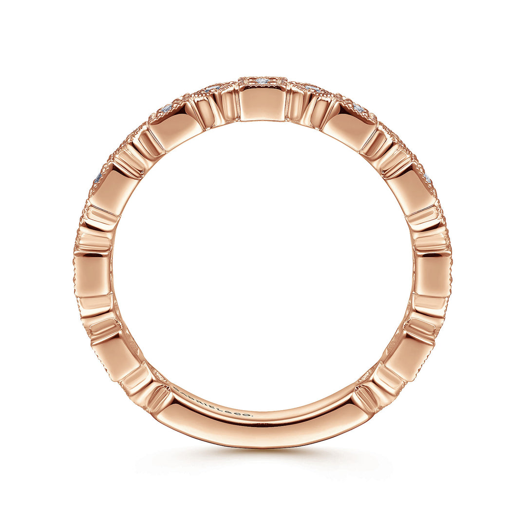 Gabriel & Co. LR4912K45JJ 14K Rose Gold Geometric Diamond Stackable Ring