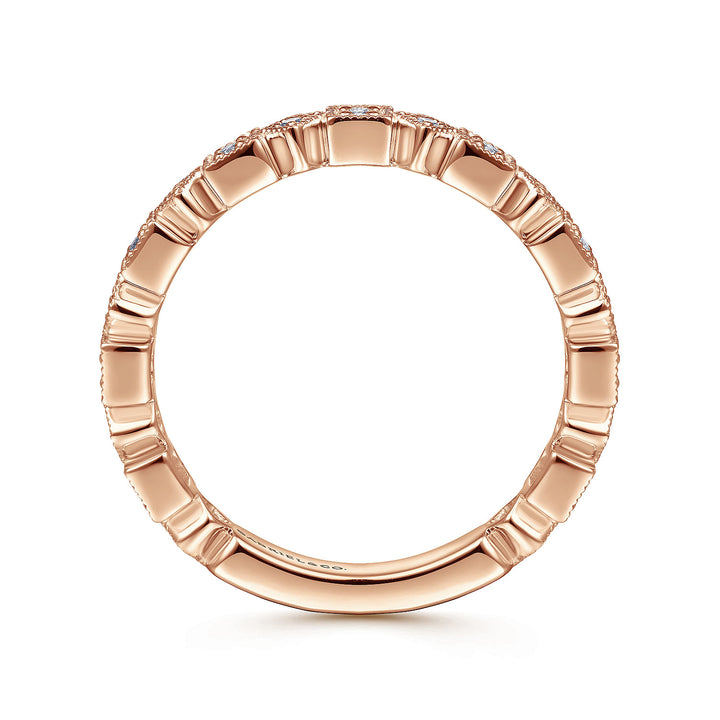 Gabriel & Co. LR4912K45JJ 14K Rose Gold Geometric Diamond Stackable Ring