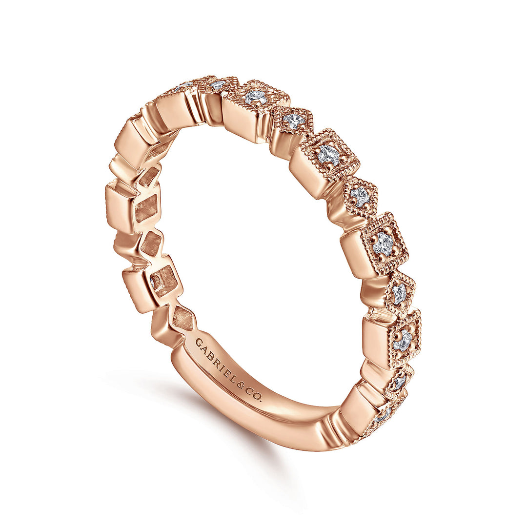 Gabriel & Co. LR4912K45JJ 14K Rose Gold Geometric Diamond Stackable Ring