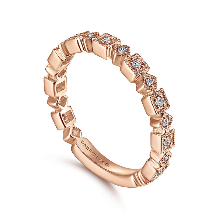 Gabriel & Co. LR4912K45JJ 14K Rose Gold Geometric Diamond Stackable Ring