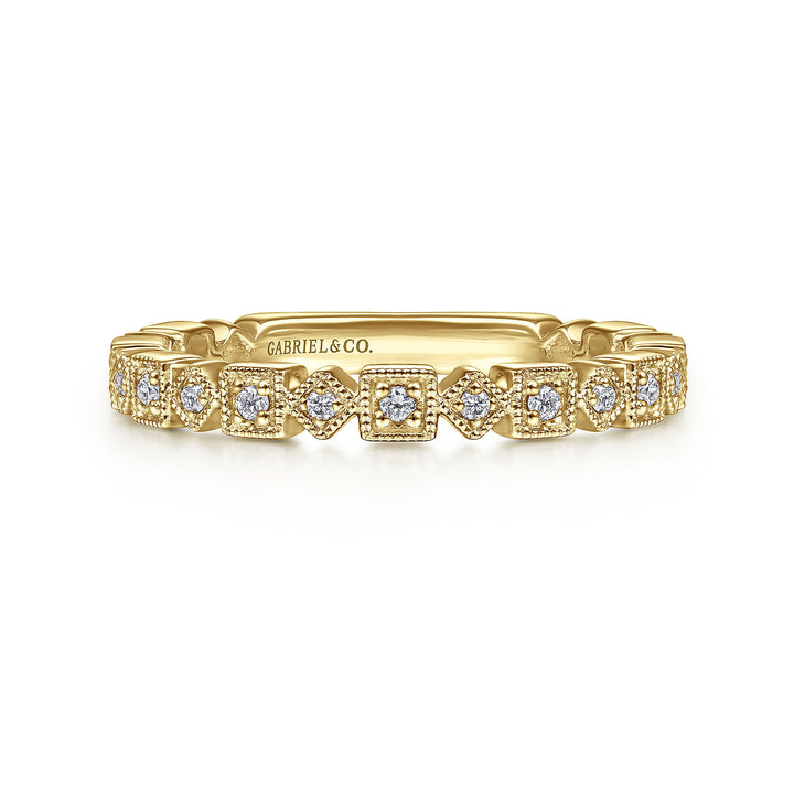 Gabriel & Co. LR4912Y45JJ 14K Yellow Gold Geometric Diamond Stackable Ring
