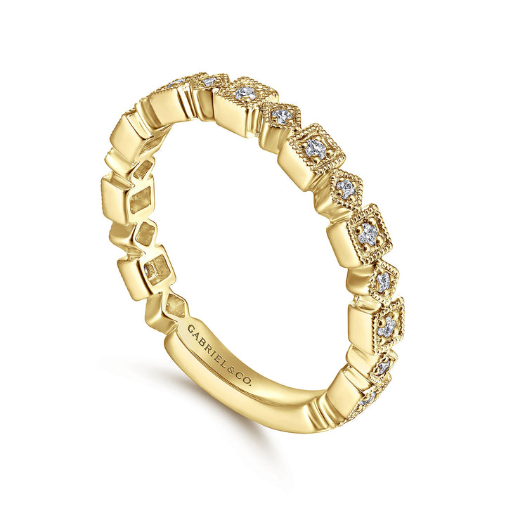 Gabriel & Co. LR4912Y45JJ 14K Yellow Gold Geometric Diamond Stackable Ring