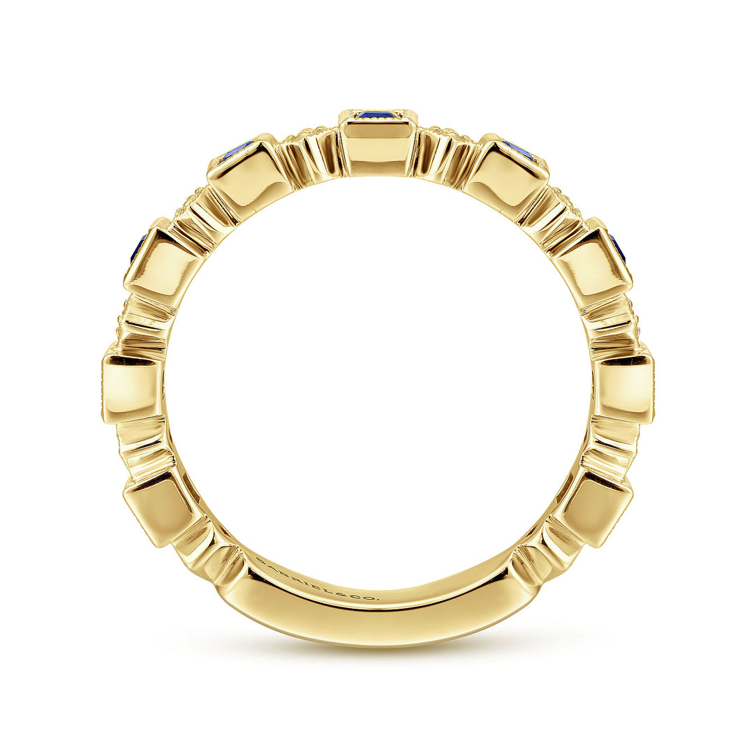 Gabriel & Co. LR4912Y45SA 14K Yellow Gold Geometric Sapphire and Diamond Stackable Ring