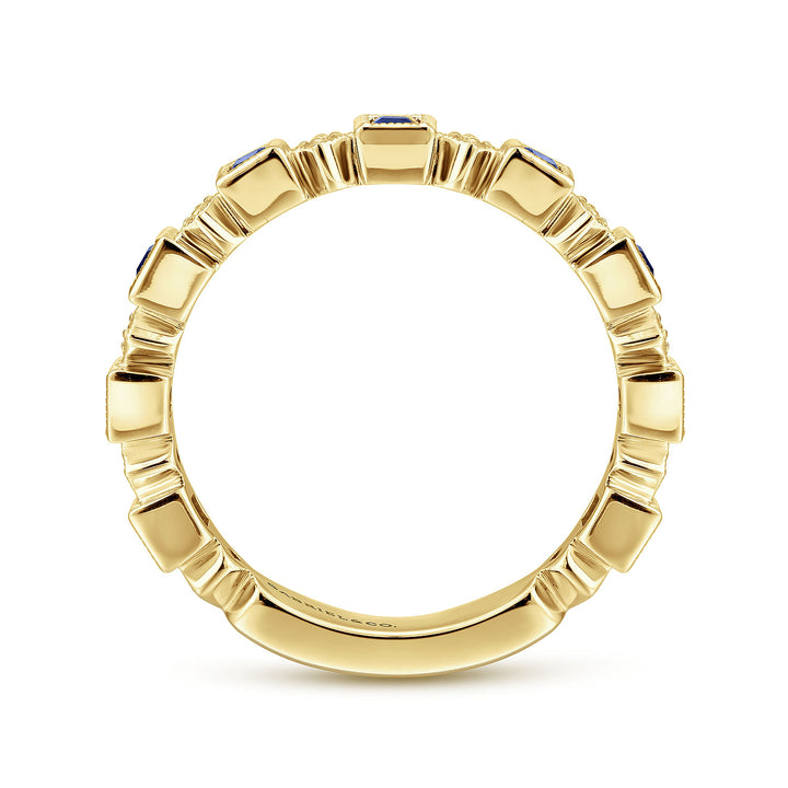 Gabriel & Co. LR4912Y45SA 14K Yellow Gold Geometric Sapphire and Diamond Stackable Ring