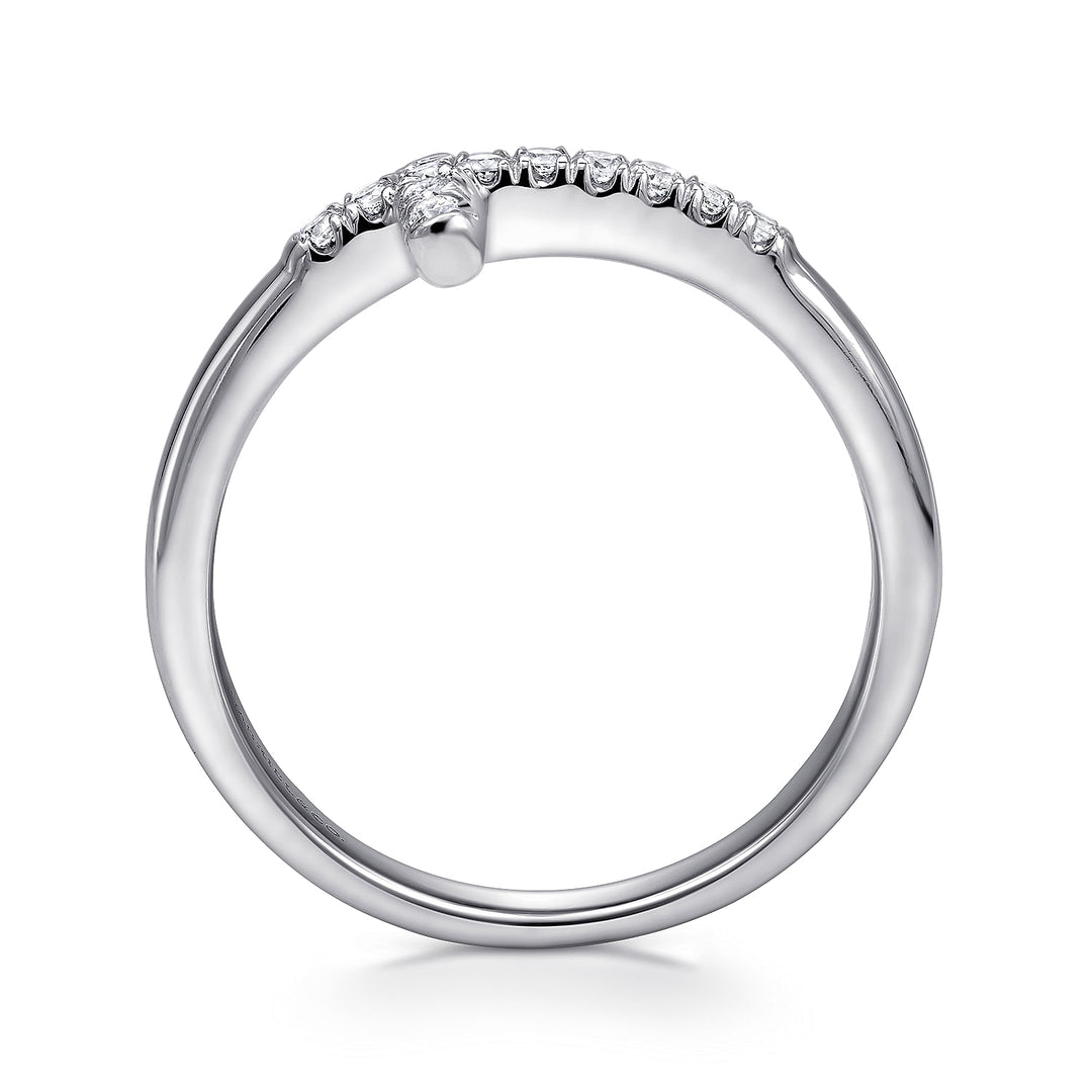 Gabriel & Co. LR50221W45JJ 14K White Gold Sideways Diamond Cross Ring