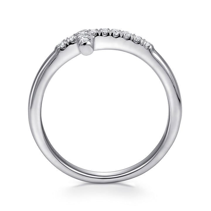 Gabriel & Co. LR50221W45JJ 14K White Gold Sideways Diamond Cross Ring