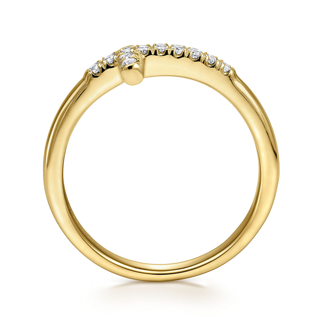 Gabriel & Co. LR50221Y45JJ 14K Yellow Gold Sideways Diamond Cross Ring
