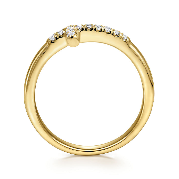 Gabriel & Co. LR50221Y45JJ 14K Yellow Gold Sideways Diamond Cross Ring