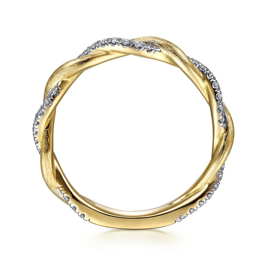 Gabriel & Co. LR50886Y45JJ 14K Yellow Gold Twisted Diamond Stackable Ring