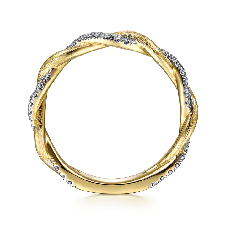 Gabriel & Co. LR50886Y45JJ 14K Yellow Gold Twisted Diamond Stackable Ring