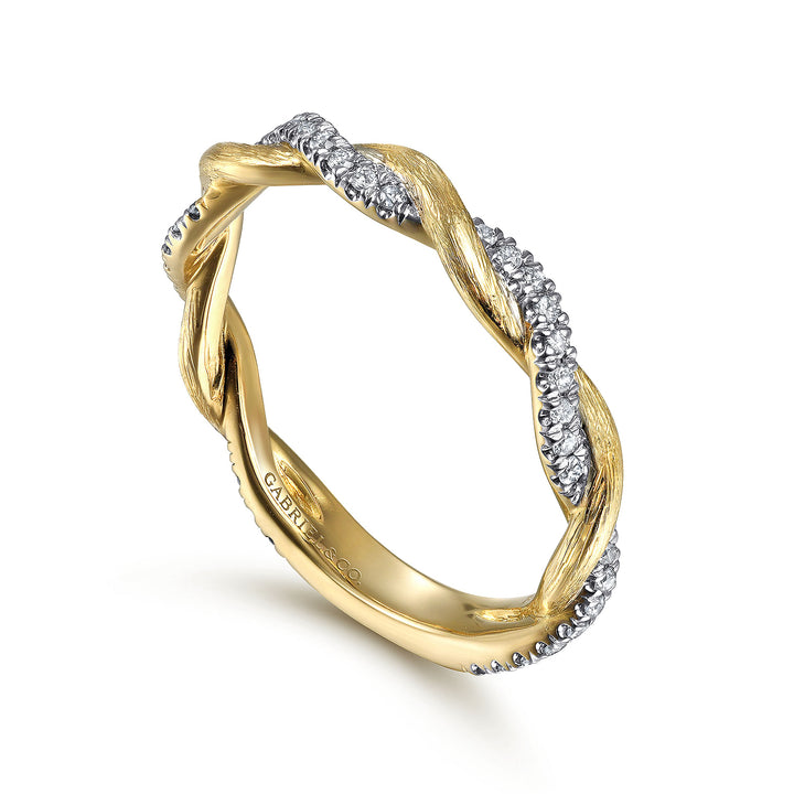Gabriel & Co. LR50886Y45JJ 14K Yellow Gold Twisted Diamond Stackable Ring