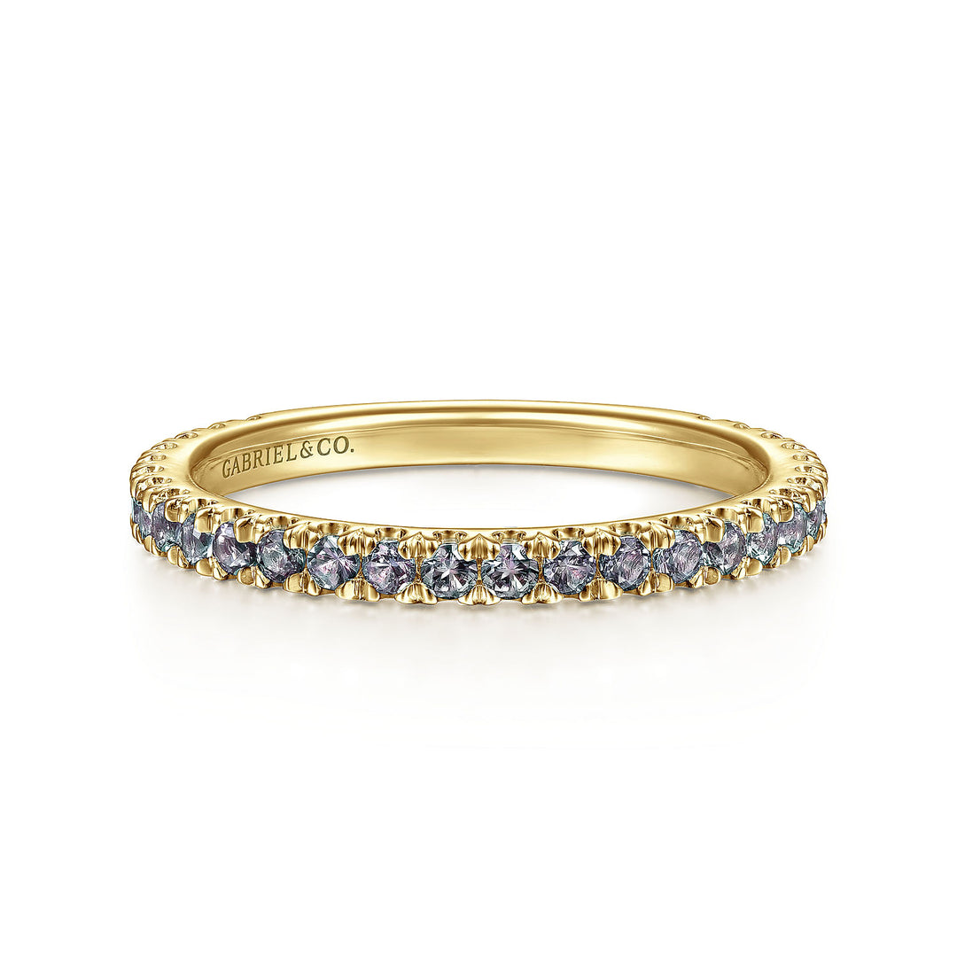 Gabriel & Co. LR50889Y4J25 14K Yellow Gold Manmade Alexandrite Stackable Ring