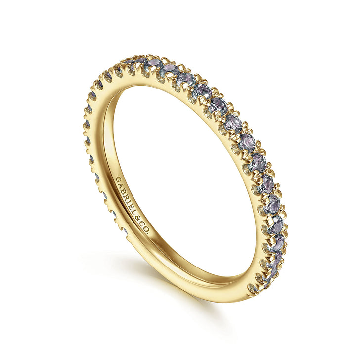 Gabriel & Co. LR50889Y4J25 14K Yellow Gold Manmade Alexandrite Stackable Ring