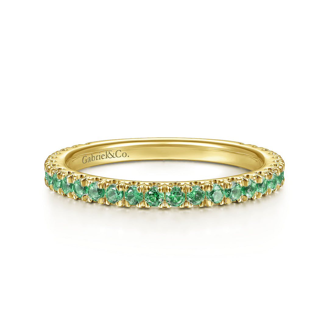 Gabriel & Co. LR50889Y4JEA 14K Yellow Gold Emerald Stacklable Ring