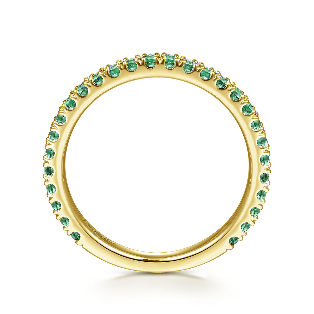 Gabriel & Co. LR50889Y4JEA 14K Yellow Gold Emerald Stacklable Ring