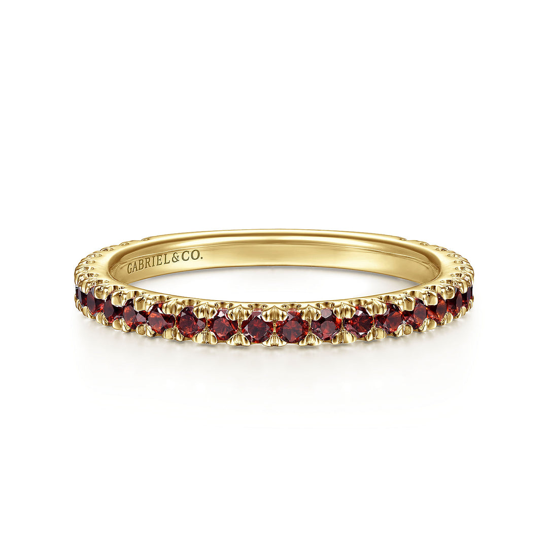 Gabriel & Co. LR50889Y4JGN 14K Yellow Gold Garnet Stacklable Ring