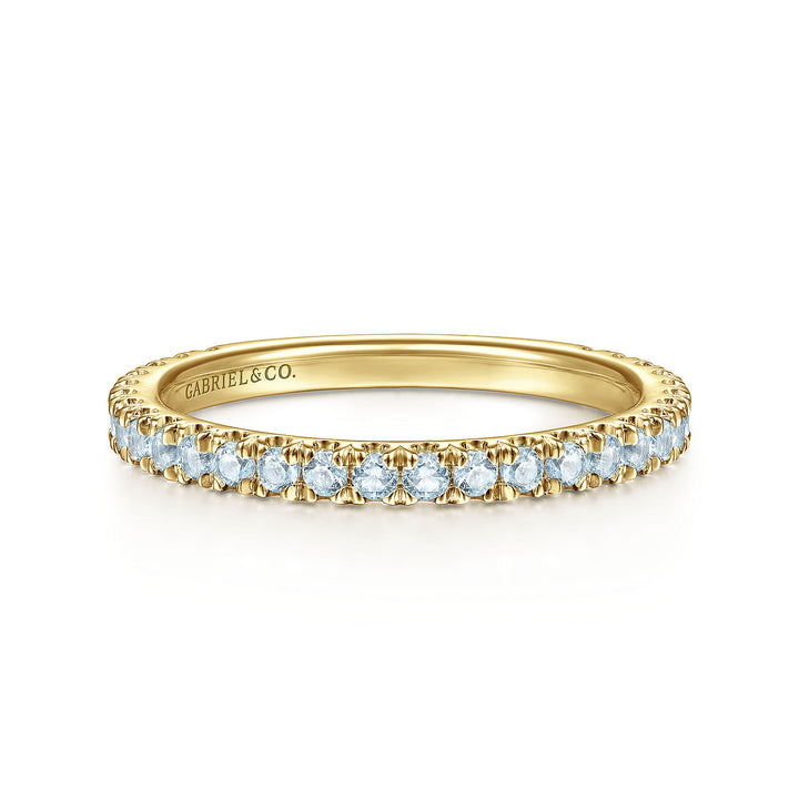 Gabriel & Co. LR50889Y4JLB 14K Yellow Gold Sky Blue Topaz Stacklable Ring
