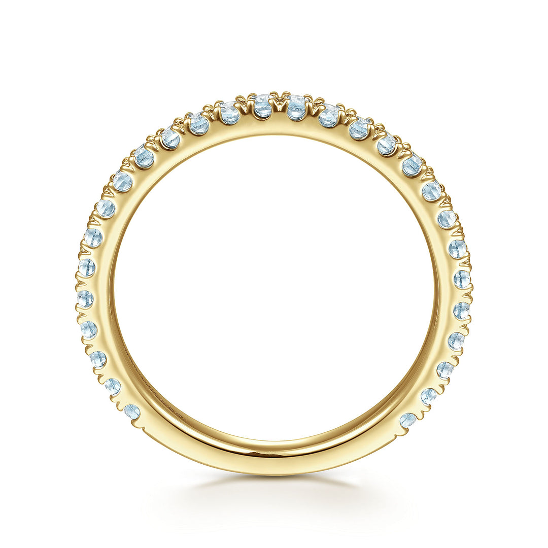 Gabriel & Co. LR50889Y4JLB 14K Yellow Gold Sky Blue Topaz Stacklable Ring